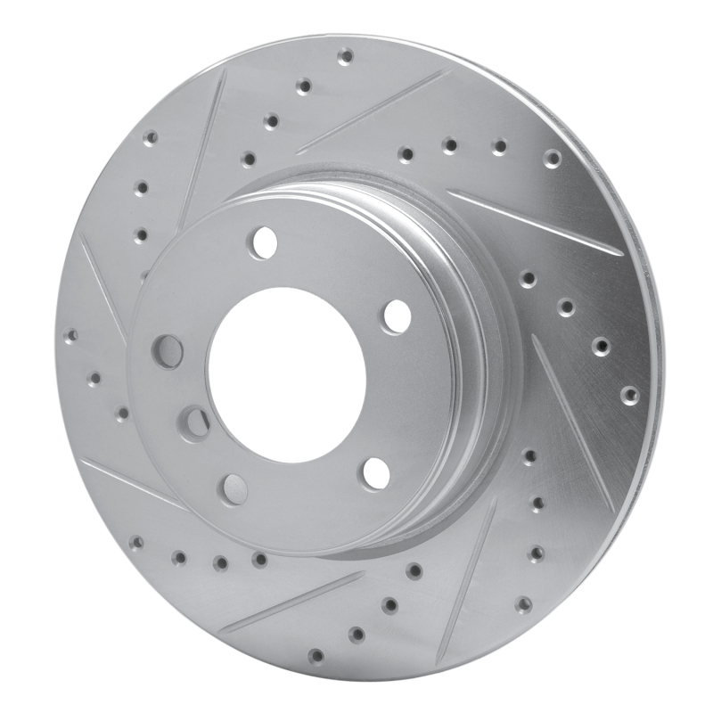 BMW 525I Brake Rotor (1) - Front Left - R1 Concepts - Drilled & Slotted - Silver - `04-`10